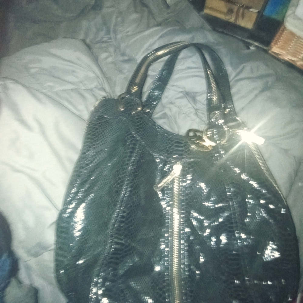 Michael kors black snakeskin shoulder bag
